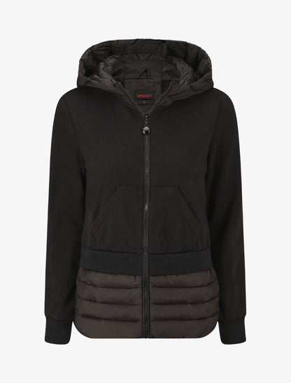 Sweat à capuche bi-matière - Noir - 1