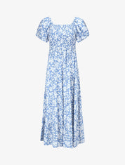 Robe imprimé fleuri à manches élastiquées - Bleu ciel - 4