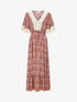 Robe longue imprimé fantaisie à détail broderies - Fushia - 1