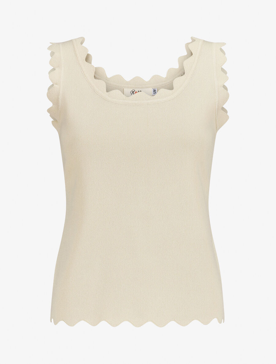Top en maille sans manches - Beige - 1