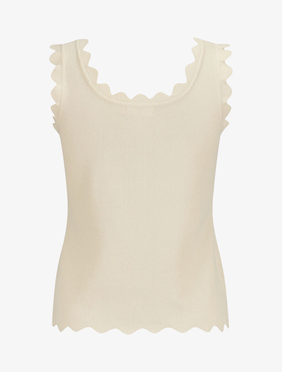 Top en maille sans manches - Beige - 2