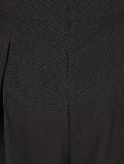 Pantalon uni effet lin - Noir - 3