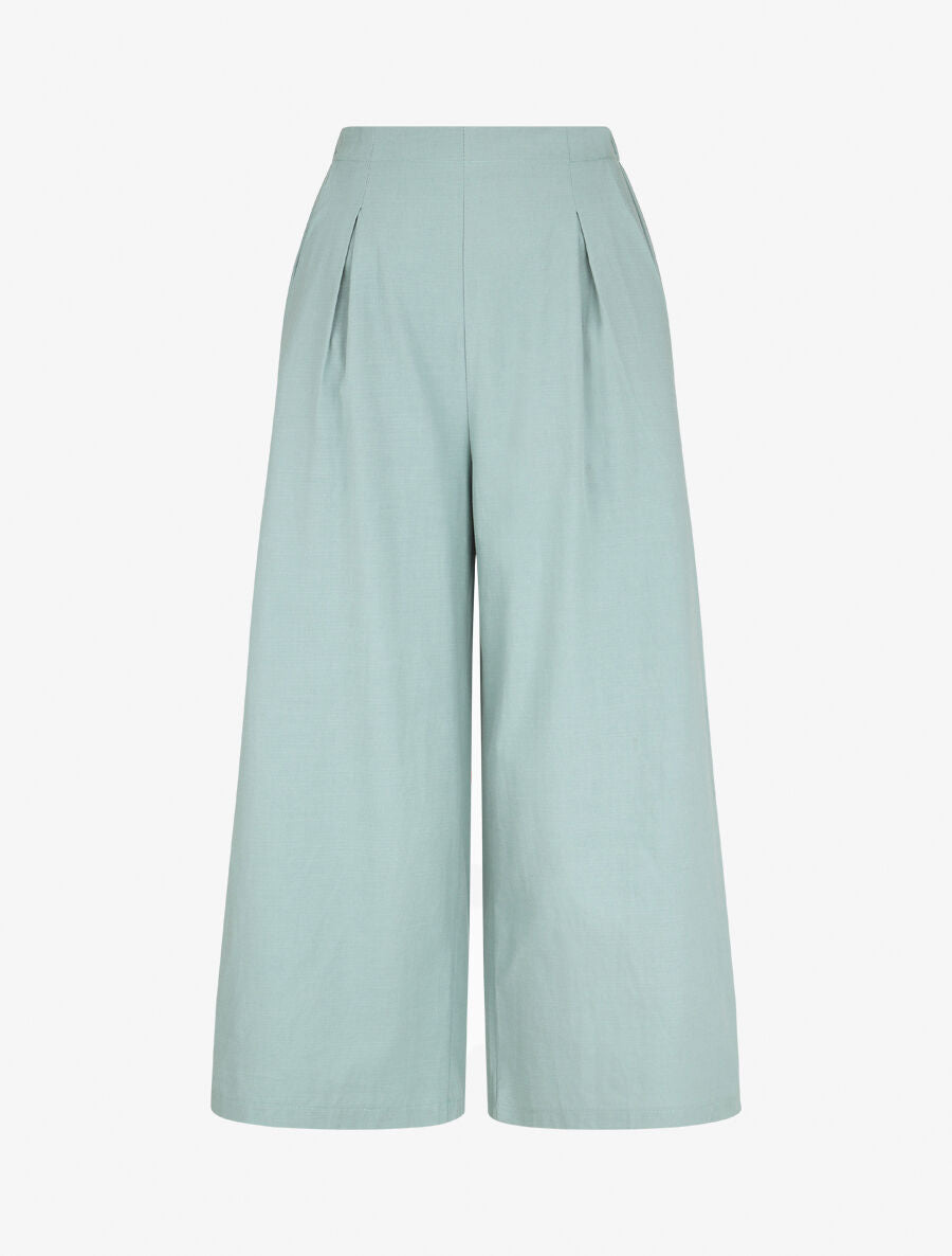 Pantalon uni effet lin - Vert d&
