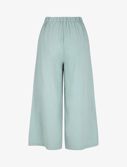 Pantalon uni effet lin - Vert d&