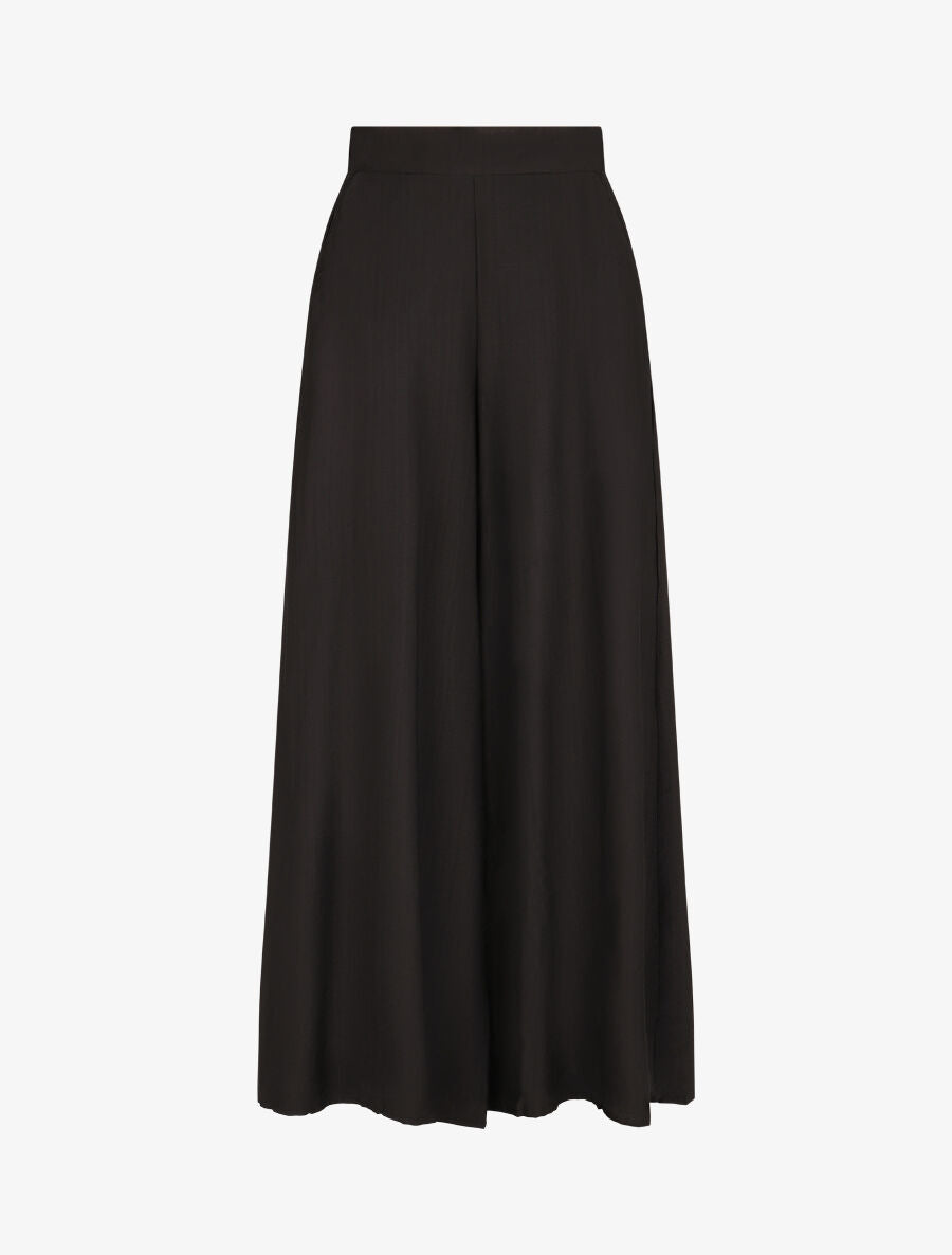 Pantalon ample taille haute élastiquée - Noir - 1
