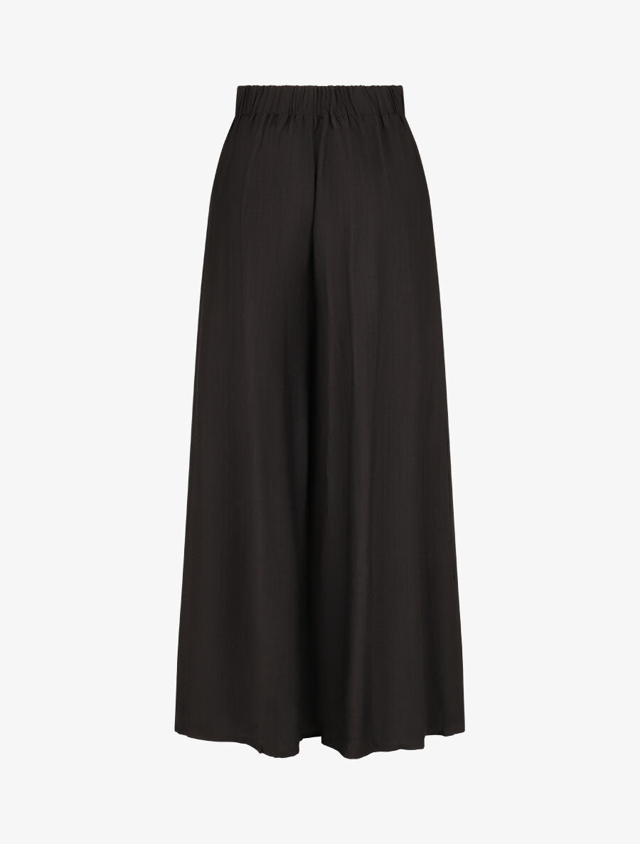 Pantalon ample taille haute élastiquée - Noir - 2