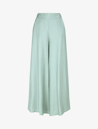 Pantalon ample taille haute élastiquée - Vert - 2