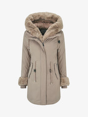 Parka uni à fourrure synthétique amovible - Gris - 1