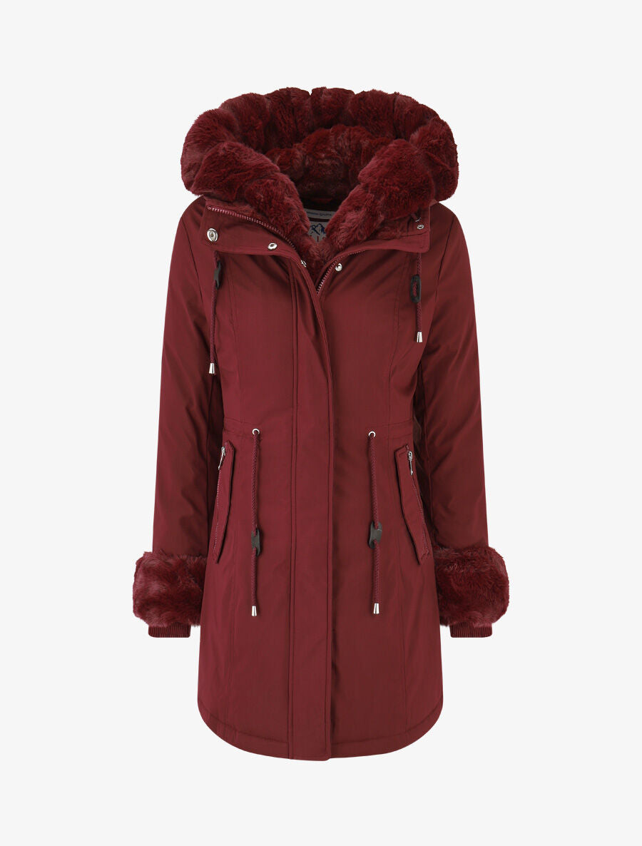 Parka uni à fourrure synthétique amovible - Prune - 5