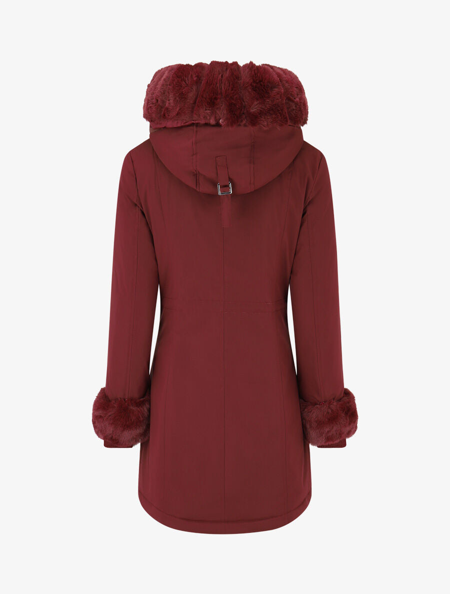Parka uni à fourrure synthétique amovible - Prune - 2