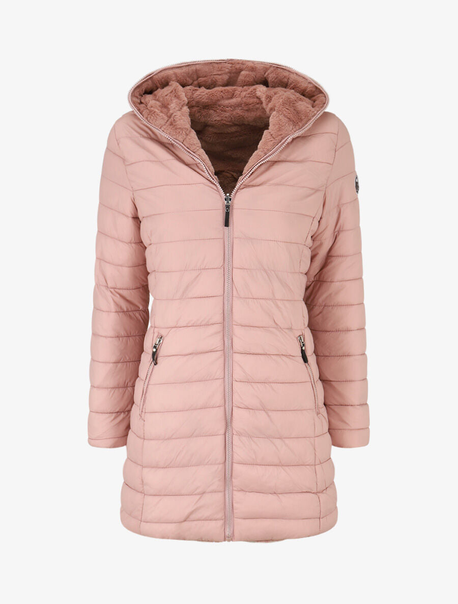 Doudoune réversible à capuche - Vieux rose - 1
