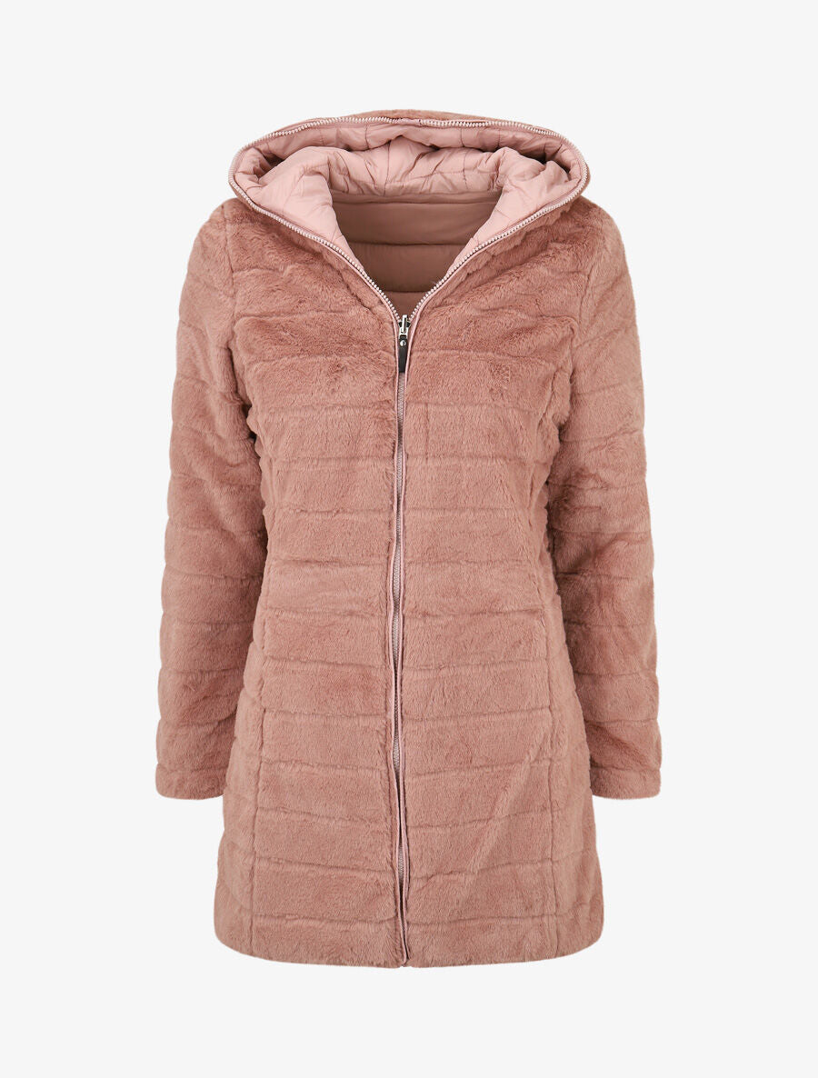 Doudoune réversible à capuche - Vieux rose - 4