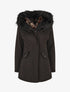 Parka uni à fourrure synthétique dépareillé - Noir - 1