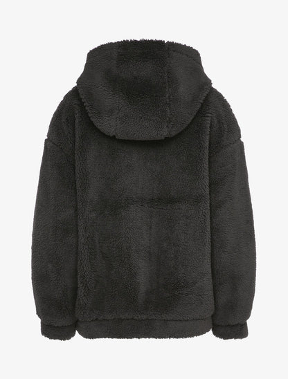 Manteau duveteux à capuche - Noir - 2