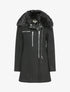Manteau mi-long à col en fausse fourrure - Noir - 4
