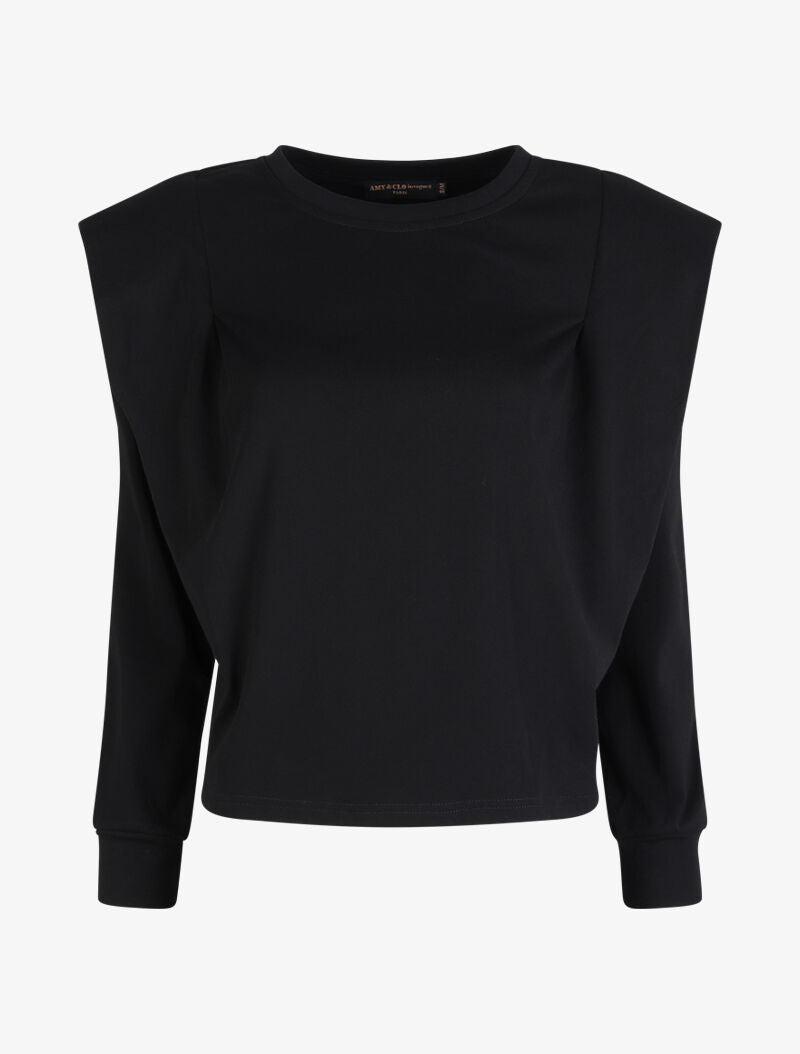 Sweat ample à épaulettes - Noir - 4