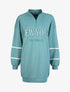 Robe sweat oversize à col zippé - Vert - 1