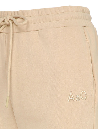 Jogging uni à broderie - Beige - 3