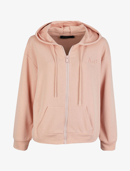 Sweat à capuche zippé - Rose - 1