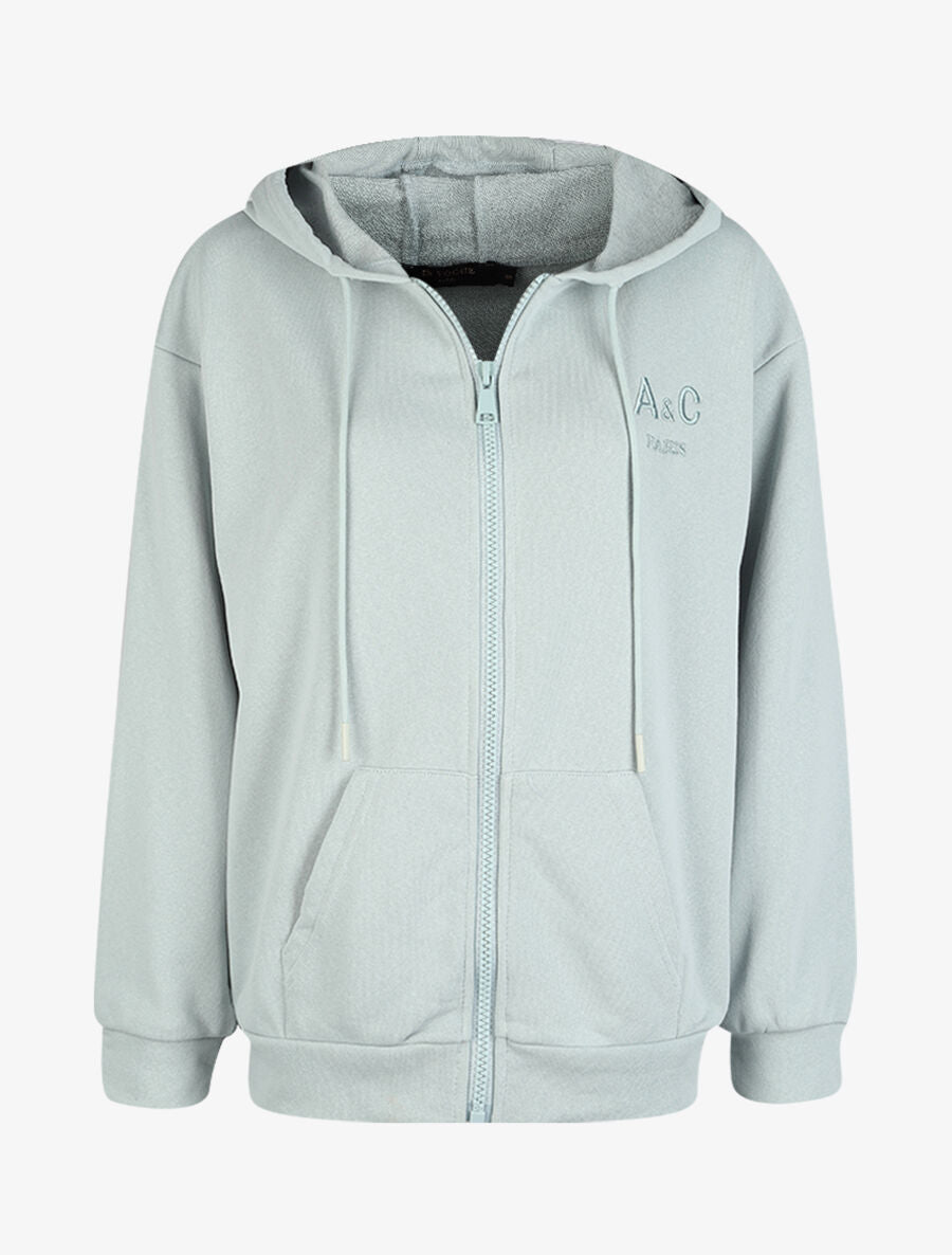 Sweat à capuche zippé - Vert d&
