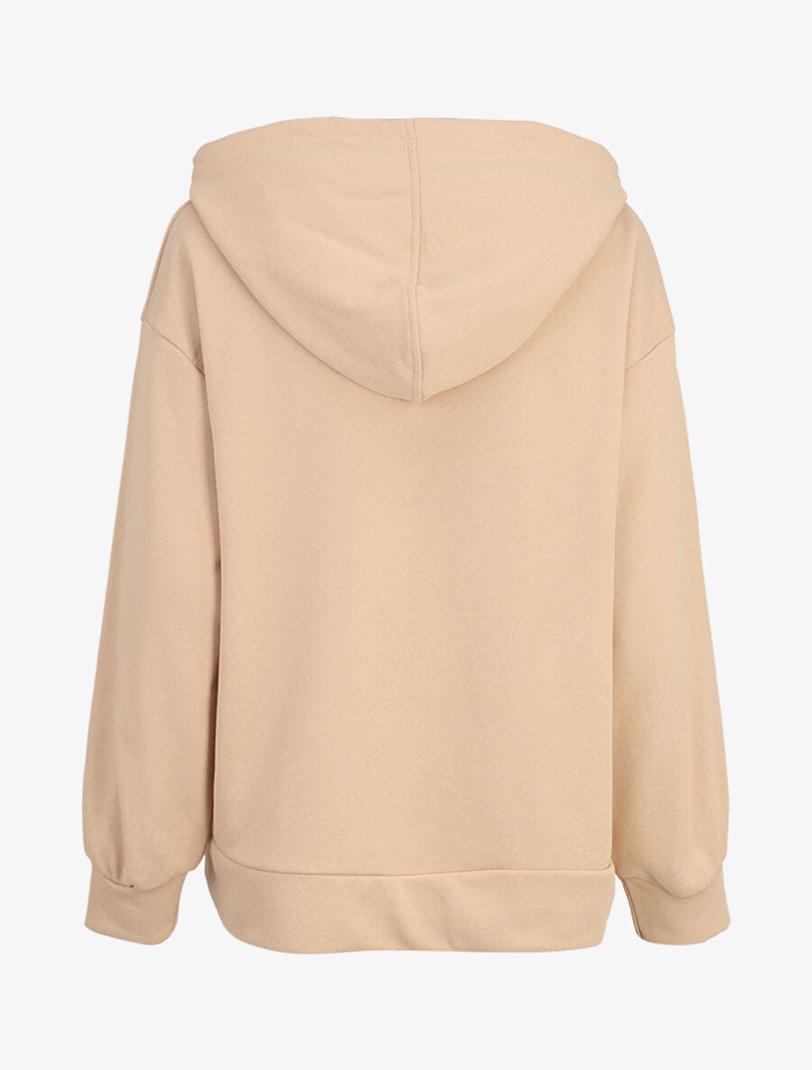 Hoddie oversize à capuche et logo brodé - Beige - 2