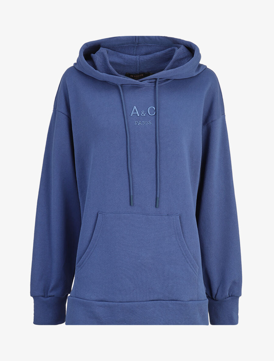 Hoddie oversize à capuche et logo brodé - Bleu - 3