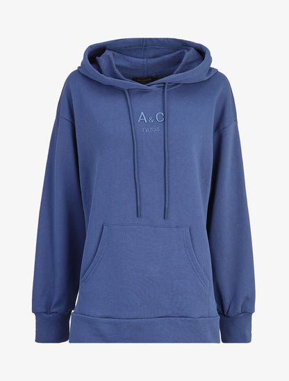 Hoddie oversize à capuche et logo brodé - Bleu - 3
