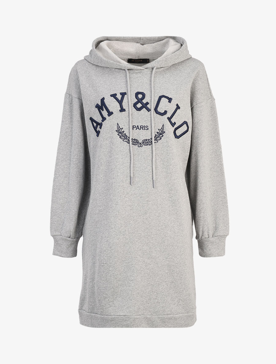 Robe sweat-shirt à logo brodé - Gris chiné - 1