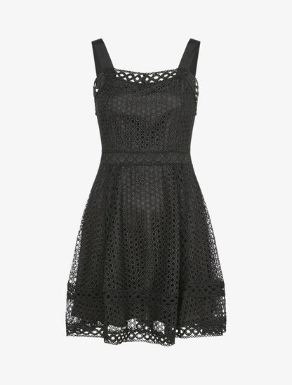 Robe patineuse en crochet - Noir - 1