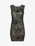 Robe moulante en velours dévoré à motif roses - Noir - 4