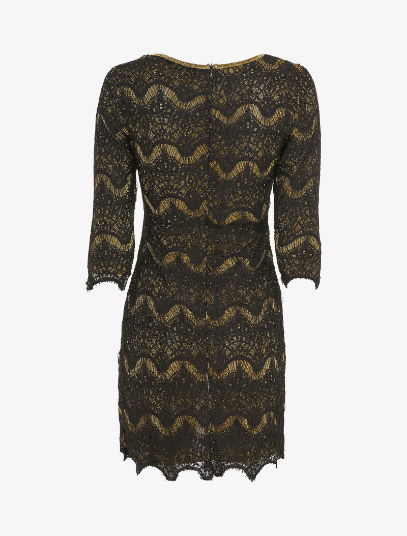 Robe en dentelle à doublure irisée - Doré - 2