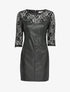 Robe en simili à manches en dentelle - Noir - 4