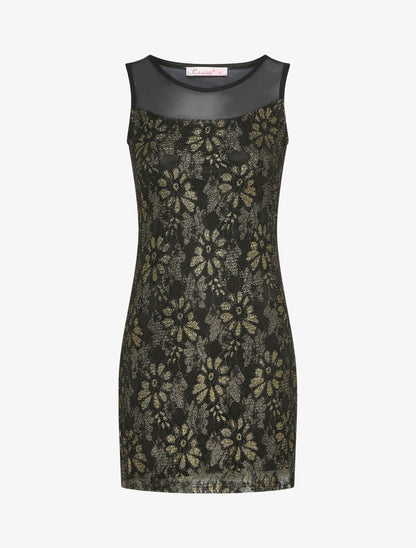 Robe moulante en dentelle irisée - Noir - 1