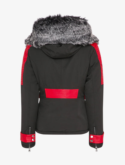 Doudoune à double zips et à empiècements - Noir/rouge - 2