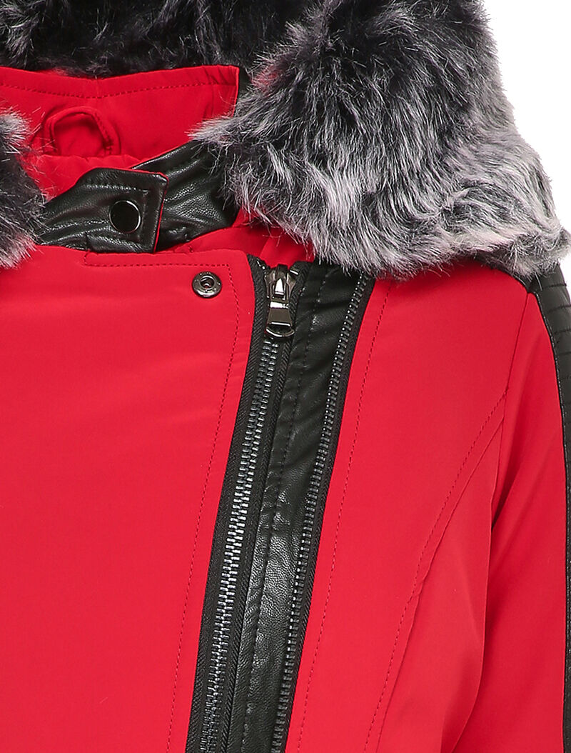 Doudoune à double zips et à empiècements - Rouge/noir - 3