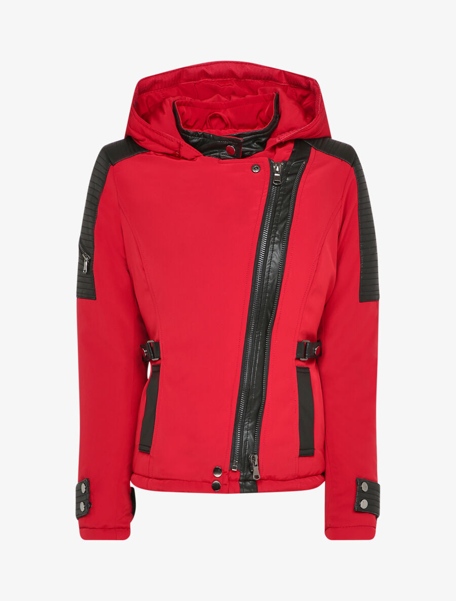 Doudoune à double zips et à empiècements - Rouge/noir - 5