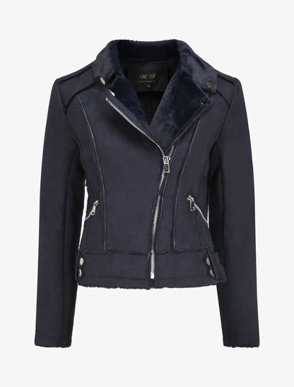 Veste fourrée à sangles - Marine - 1