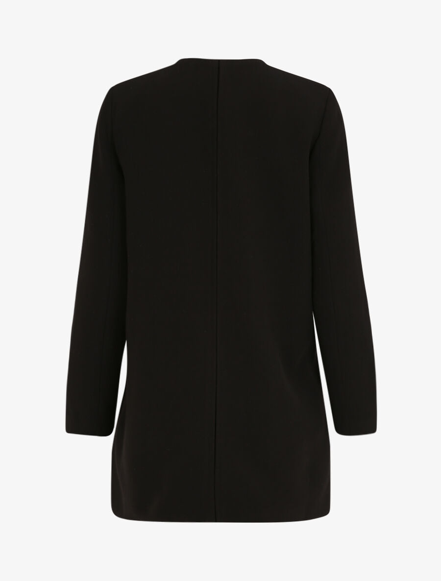 Manteau droit basique à col rond - Noir - 2