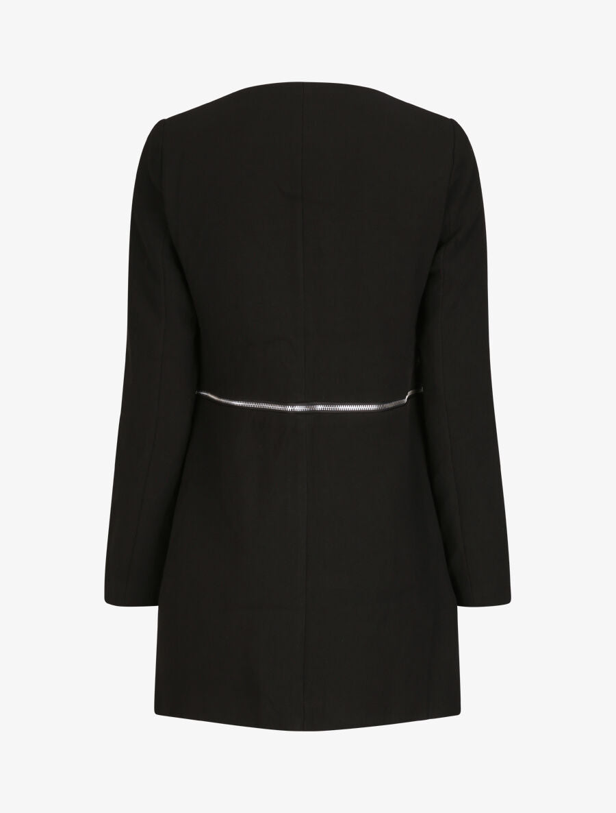 Manteau droit à poches décoratives - Noir - 2
