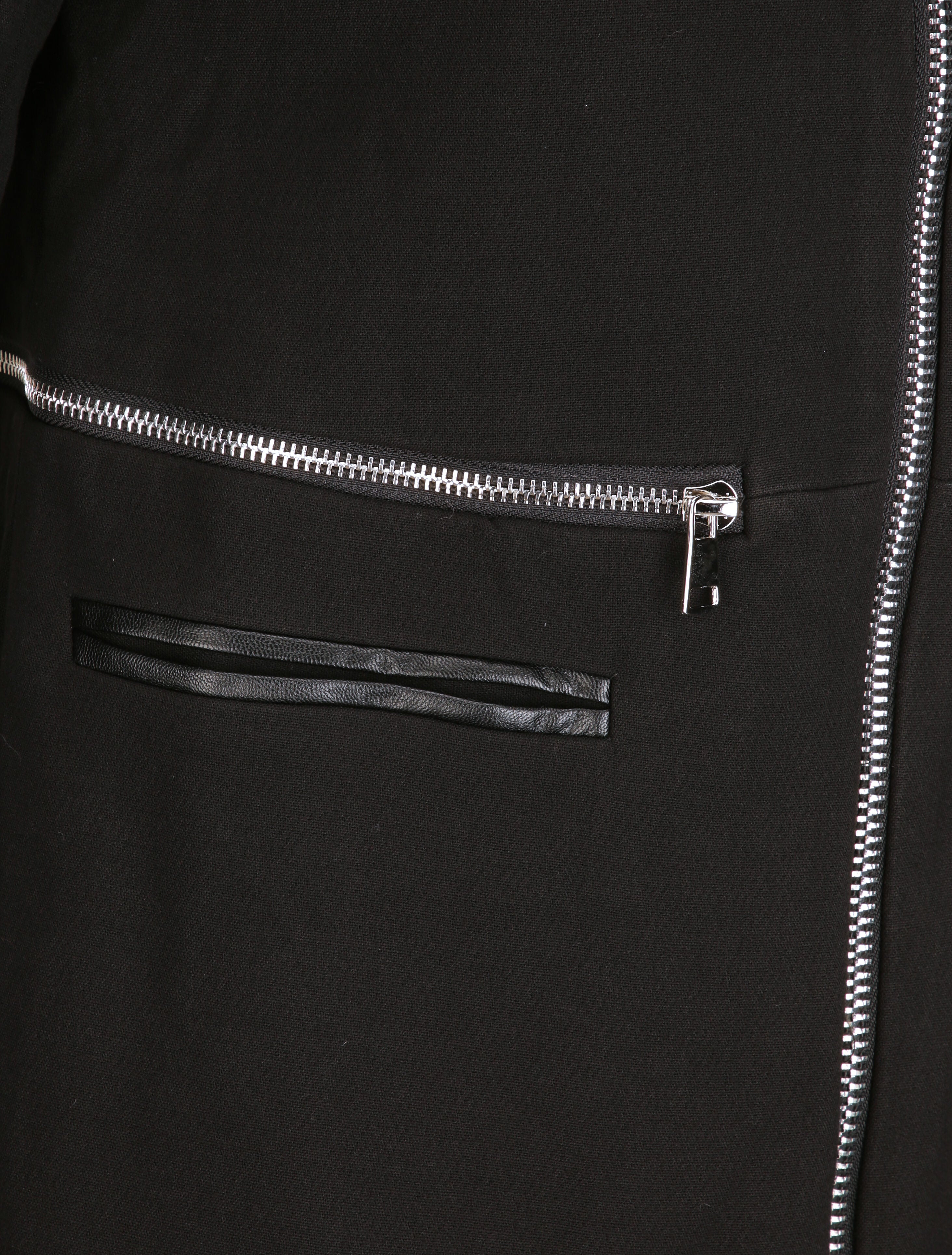 Manteau droit à poches décoratives - Noir - 3