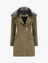 Manteau à col cranté et intérieur fourré - Kaki - 1