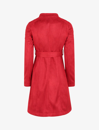 Veste fourrée en suédine style perfecto - Rouge - 2