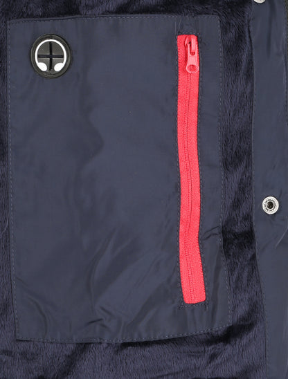 Doudoune fourrée à coutures en V - Marine - 3