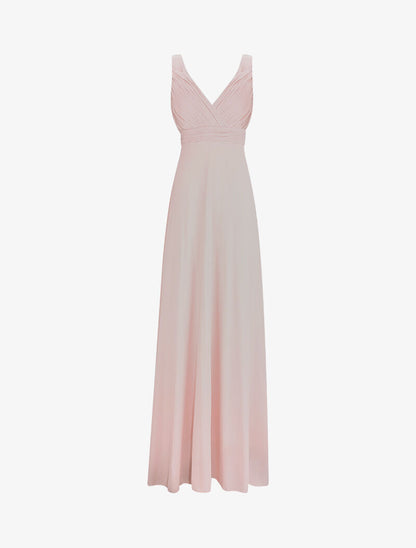 Robe longue empire à détail plissé - Rose poudré - 1