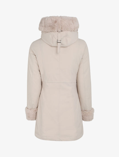 Parka mi-longue à détail fausse fourrure - Beige - 2