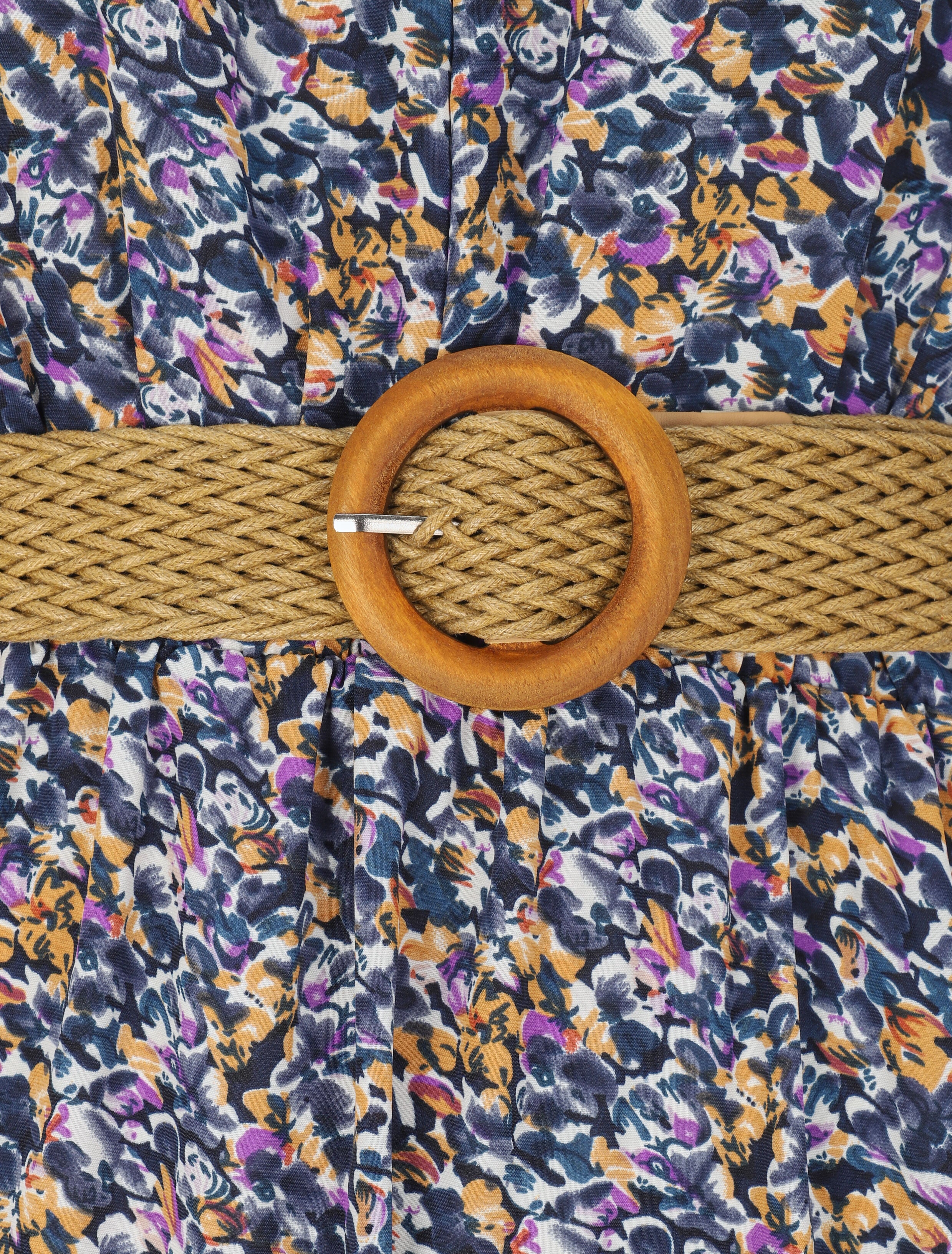 Robe longue à imprimé primevères - Bleu - 3
