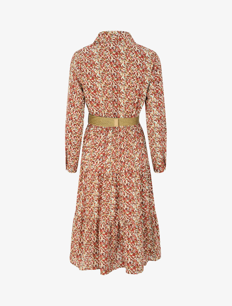 Robe longue à imprimé primevères - Marron - 2