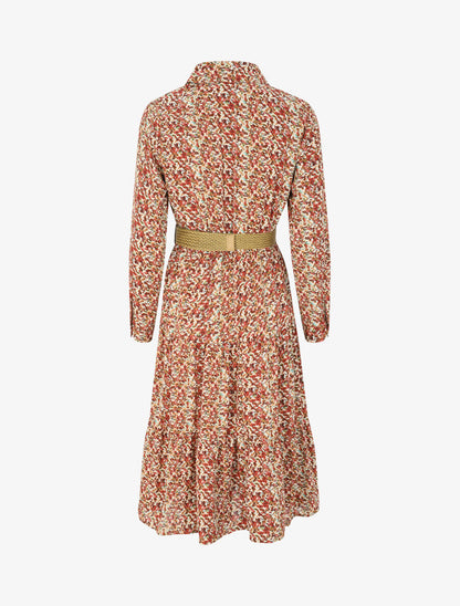 Robe longue à imprimé primevères - Marron - 2