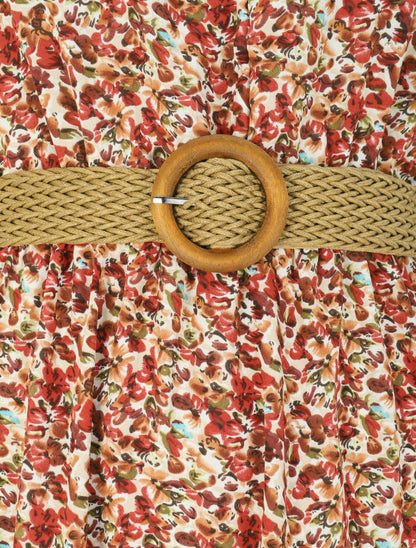 Robe longue à imprimé primevères - Marron - 3
