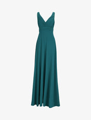 Robe longue empire à détail plissé - Vert canard - 1